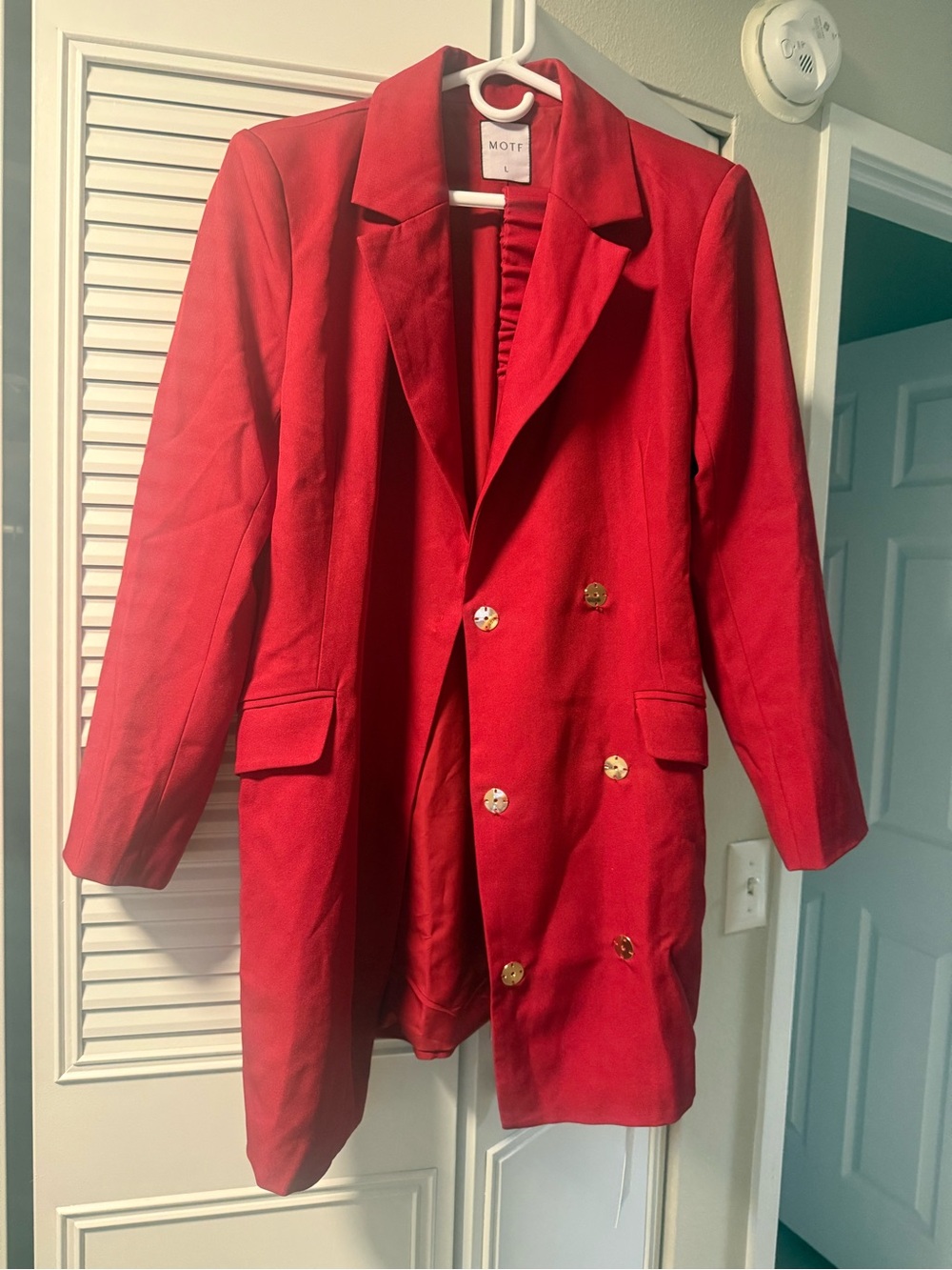 MOTF Red Ruffled Front Blazer